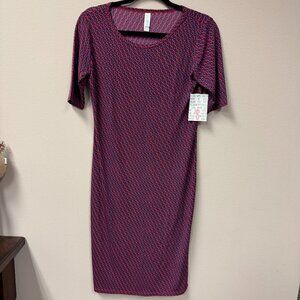 LuLaRoe Julia  Dress Red Blue Silky Smooth NWT size S
